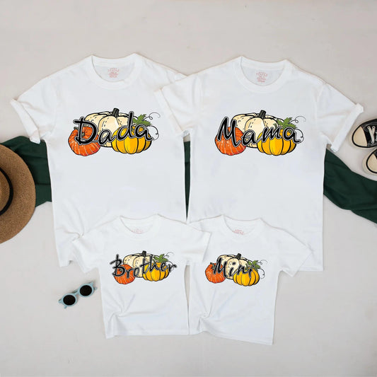 Cute Pumpkin Family Matching Shirts Mama Dada Mini Brother Fall Halloween Outfits