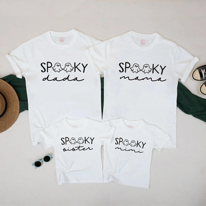 Spooky Family Matching Halloween Shirts with Ghost Design, Mommy, Daddy, Kids Fall Tee Set