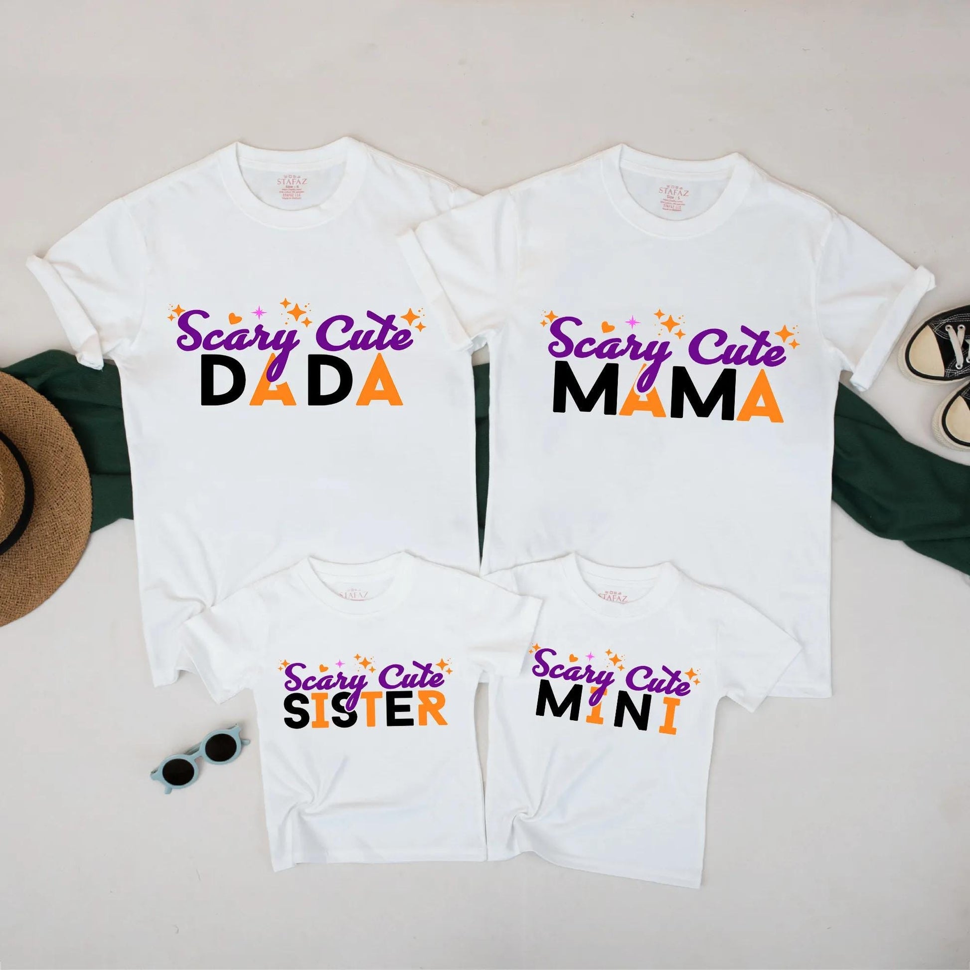 Scary Cute Family Halloween Shirts: Matching Mom, Dad, Sister & Mini Outfits with Purple & Orange Spooky Vibes for Trick or Treat Fun (Cotton)