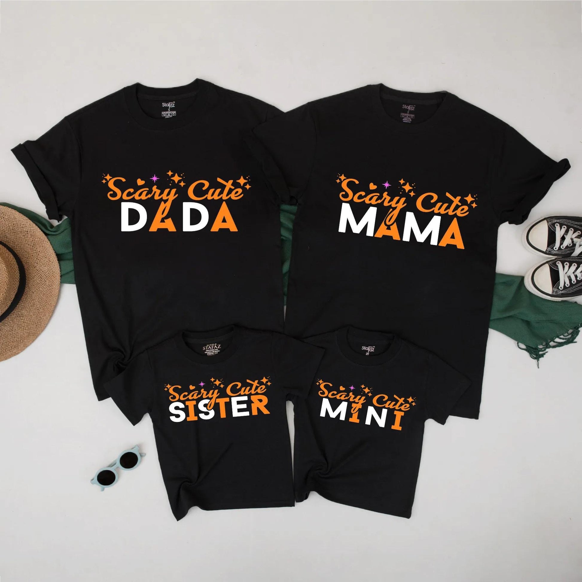 Scary Cute Family Halloween Shirts: Matching Mom, Dad, Sister & Mini Outfits with Purple & Orange Spooky Vibes for Trick or Treat Fun (Cotton)