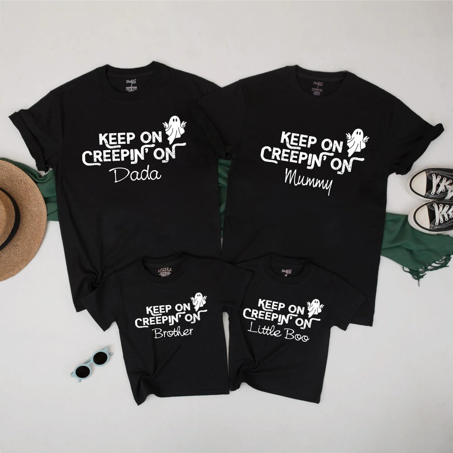 Keep on Creepin' On Family Halloween Shirts Matching Ghost TShirt Set for Dada Mummy Brother Little Boo Cute Spooky Outfit