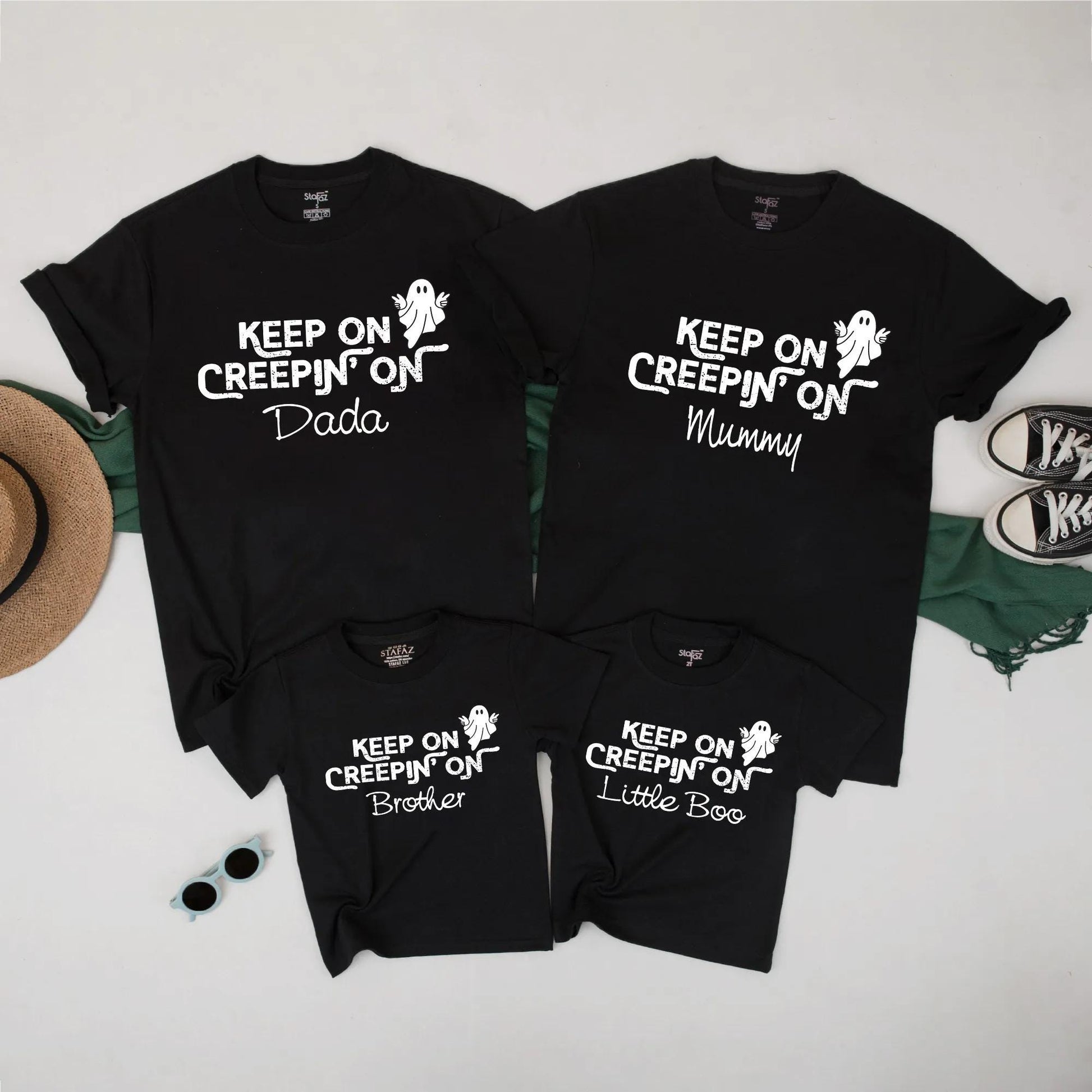 Keep on Creepin' On Family Halloween Shirts Matching Ghost TShirt Set for Dada Mummy Brother Little Boo Cute Spooky Outfit