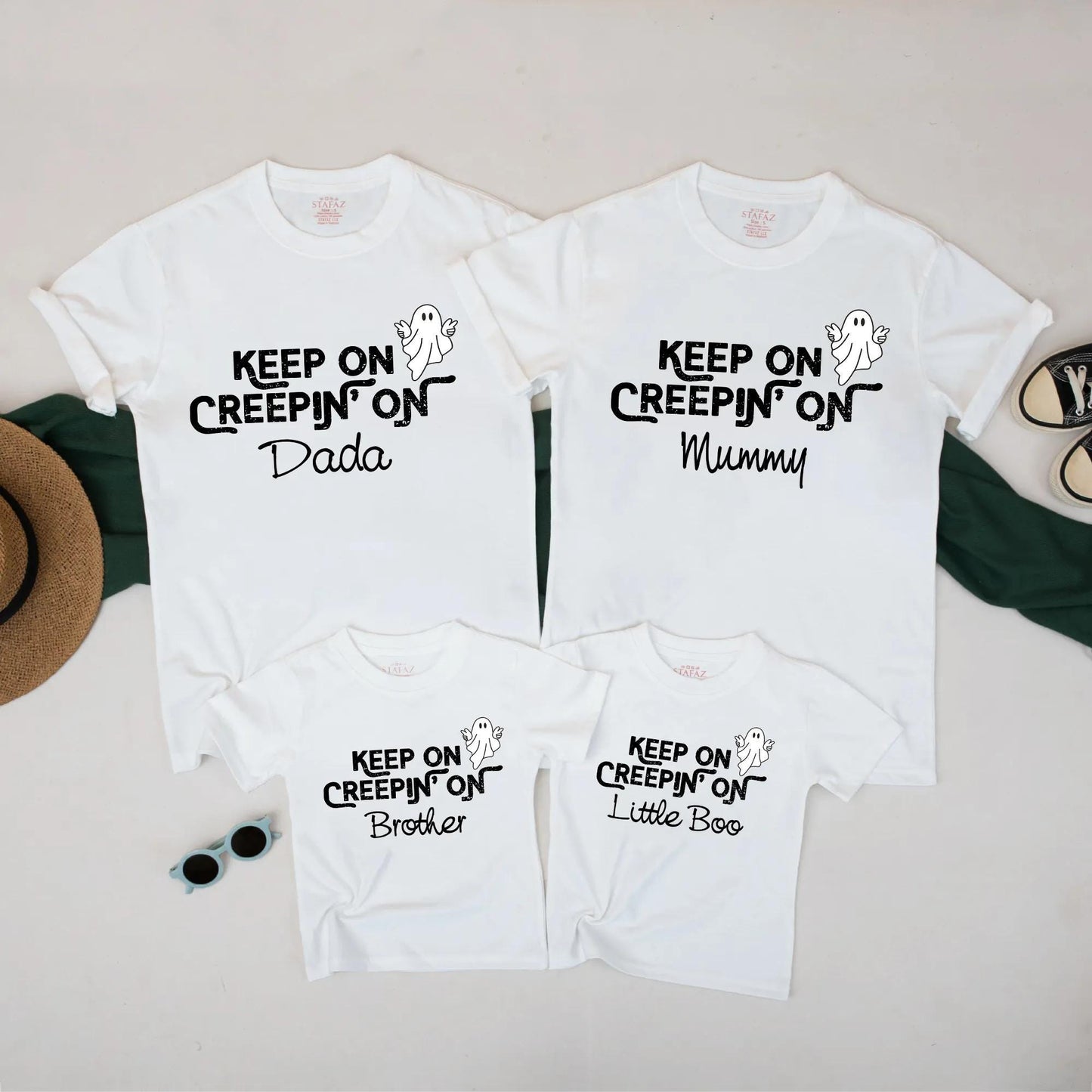 Keep on Creepin' On Family Halloween Shirts Matching Ghost TShirt Set for Dada Mummy Brother Little Boo Cute Spooky Outfit
