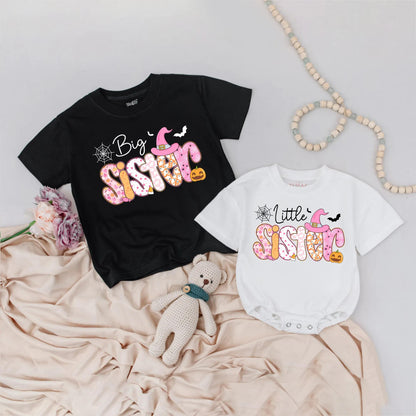 Matching Halloween Sister Shirts: Pastel Candy Corn, Ghost, and Pumpkin Design! Big or Little Sister Outfit, Cute Fall Baby Girl Clothes, Halloween Costume (139)
