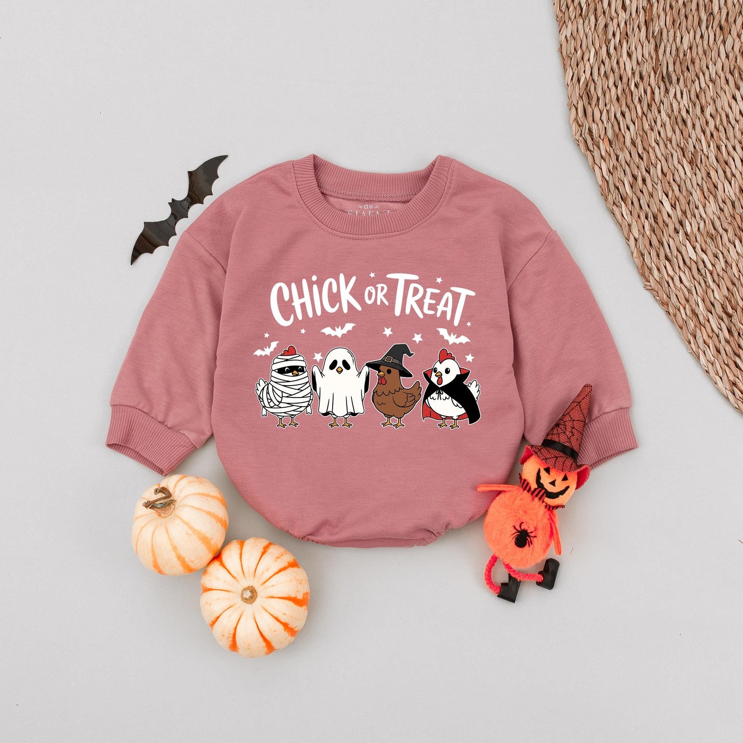 Chick or Treat Halloween Baby Romper Cute Spooky Chicken Ghost Witch Vampire Outfits First Halloween Fall Baby Shower Gift