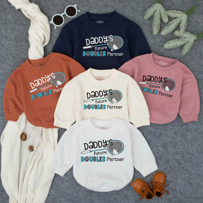 Daddy’s Future Doubles Partner Baby Romper Cute Badminton Infant Outfit Sports Toddler Bodysuit Athlete Baby Clothes