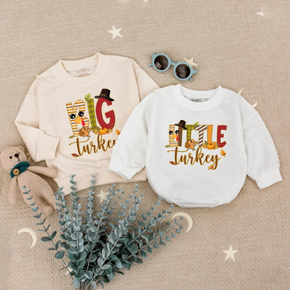 Matching Family Thanksgiving Sweatshirts, Funny Turkey Day Outfits! Cute Cartoon Turkey, Pumpkins & Leaves Design, Personalized Fall Dinner Apparel