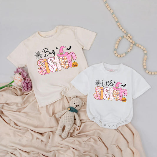 Matching Halloween Sister Shirts: Pastel Candy Corn, Ghost, and Pumpkin Design! Big or Little Sister Outfit, Cute Fall Baby Girl Clothes, Halloween Costume (139)