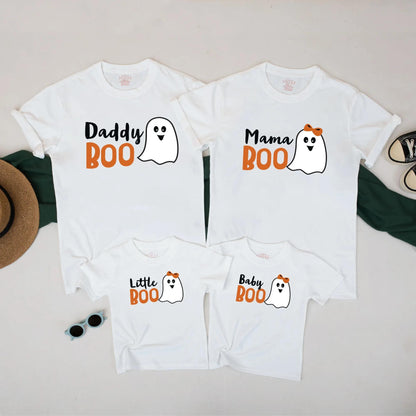 Boo Family Halloween Matching Shirts Daddy Mama Little Baby Cute Ghost Outfit Spooky Fall Fun 