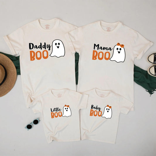 Boo Family Halloween Matching Shirts Daddy Mama Little Baby Cute Ghost Outfit Spooky Fall Fun 