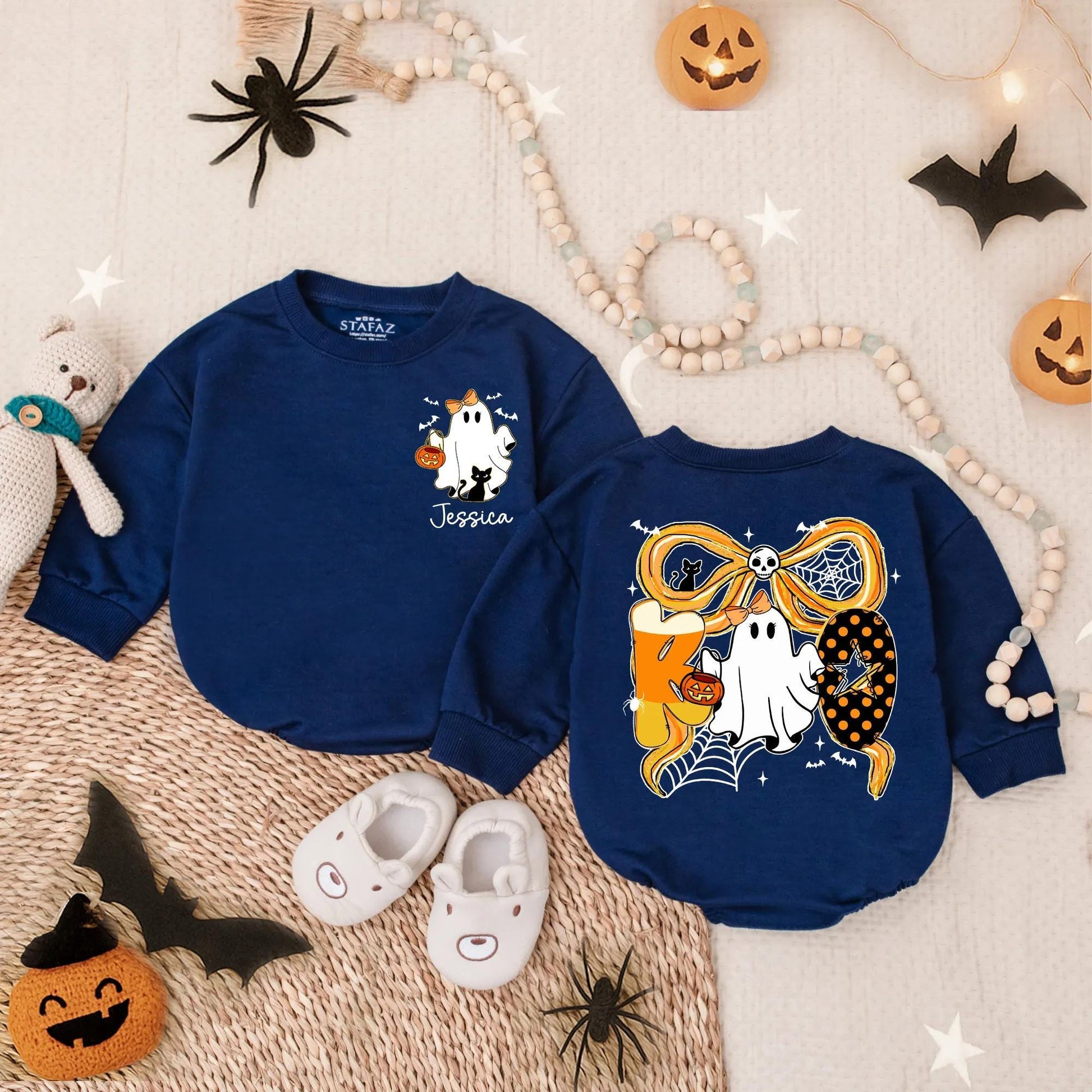 Baby Girl's Spooky Boo Halloween Romper, Custom Jessica Ghost Outfit, My First Halloween Costume, Cute & Spooky Infant Fall Clothes