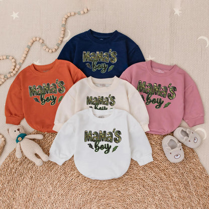 Mama's Boy Bubble Romper Camo Script Green Lightning Bolts Southern Baby Boy Coming Home Outfit New Mom Gift