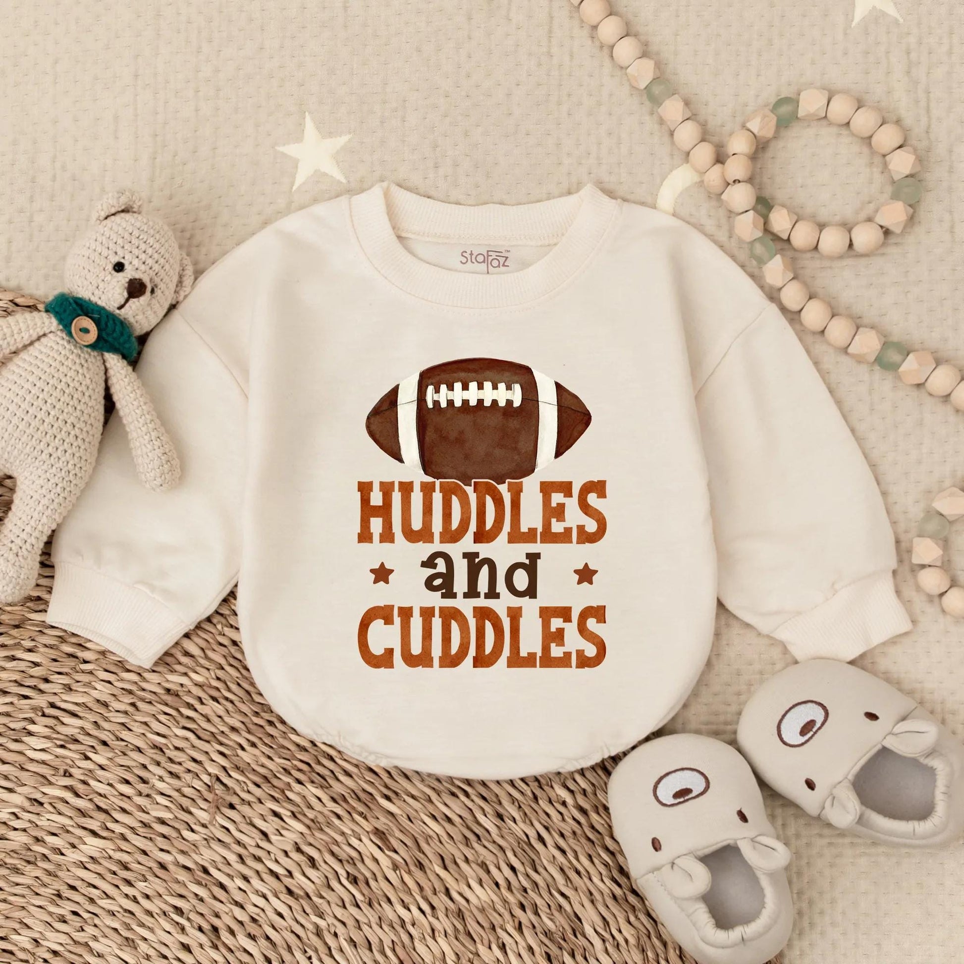 Huddles & Cuddles Baby Boy Football Romper, Newborn Game Day Outfit, Brown Football Graphic, Baby Boy Clothes, Coming Home Gift