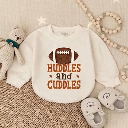 Huddles & Cuddles Baby Boy Football Romper, Newborn Game Day Outfit, Brown Football Graphic, Baby Boy Clothes, Coming Home Gift