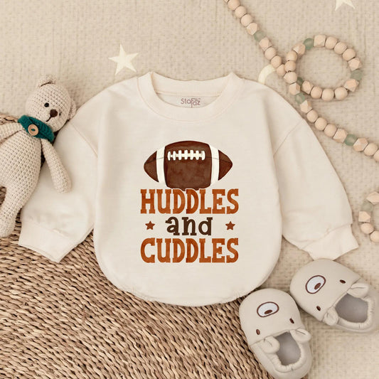 Huddles & Cuddles Baby Boy Football Romper, Newborn Game Day Outfit, Brown Football Graphic, Baby Boy Clothes, Coming Home Gift