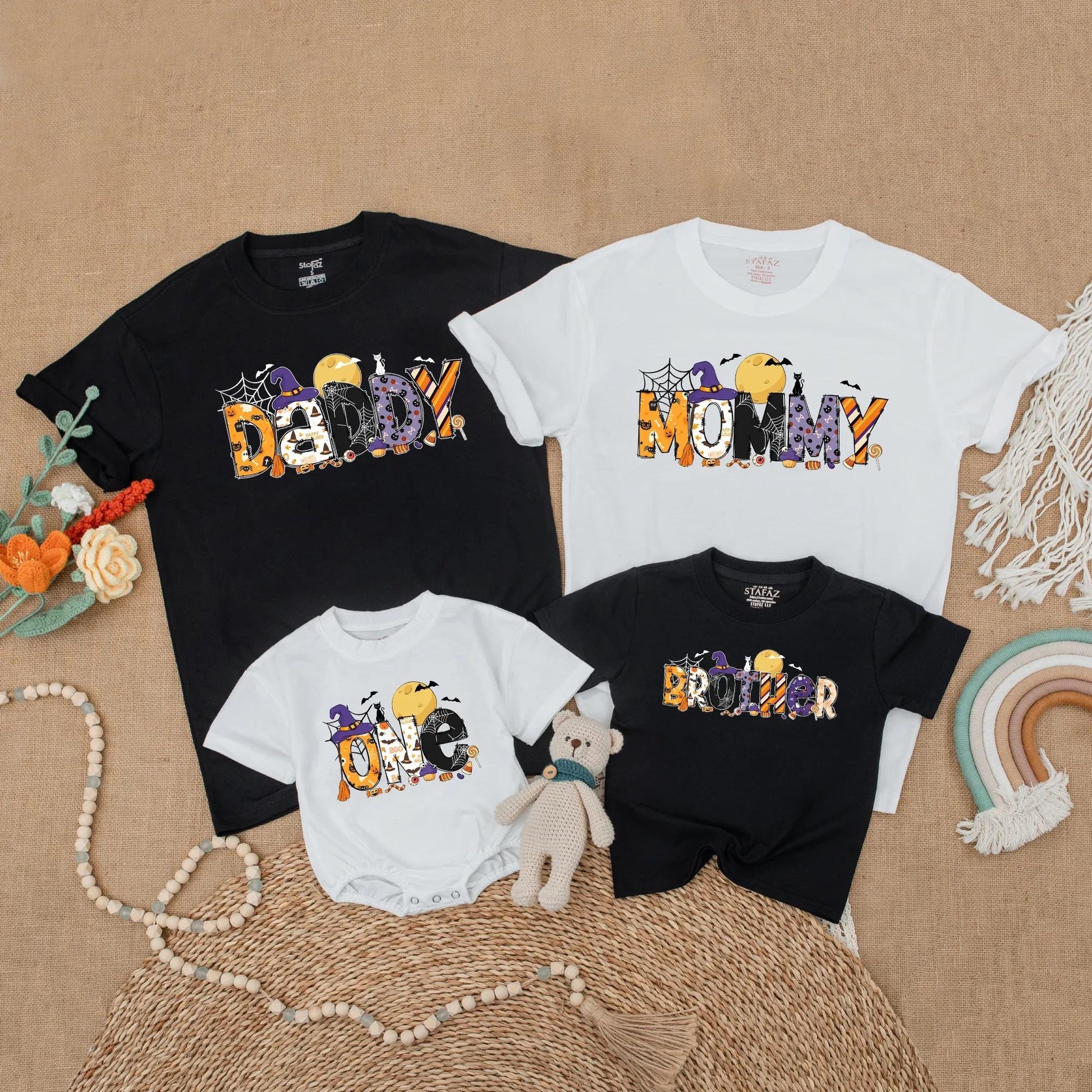 Spooky Spiderweb Birthday Family Matching Shirts Daddy Mommy Brother One Halloween Costume First Birthday Gift