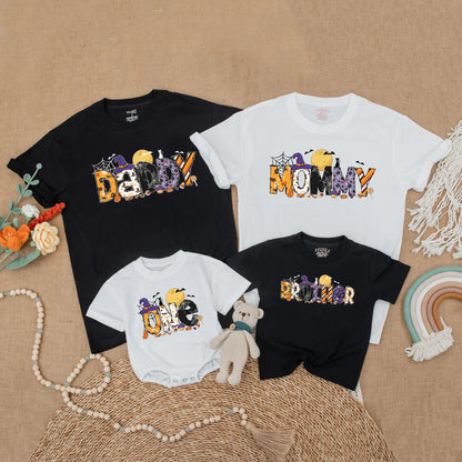 Spooky Spiderweb Birthday Family Matching Shirts Daddy Mommy Brother One Halloween Costume First Birthday Gift