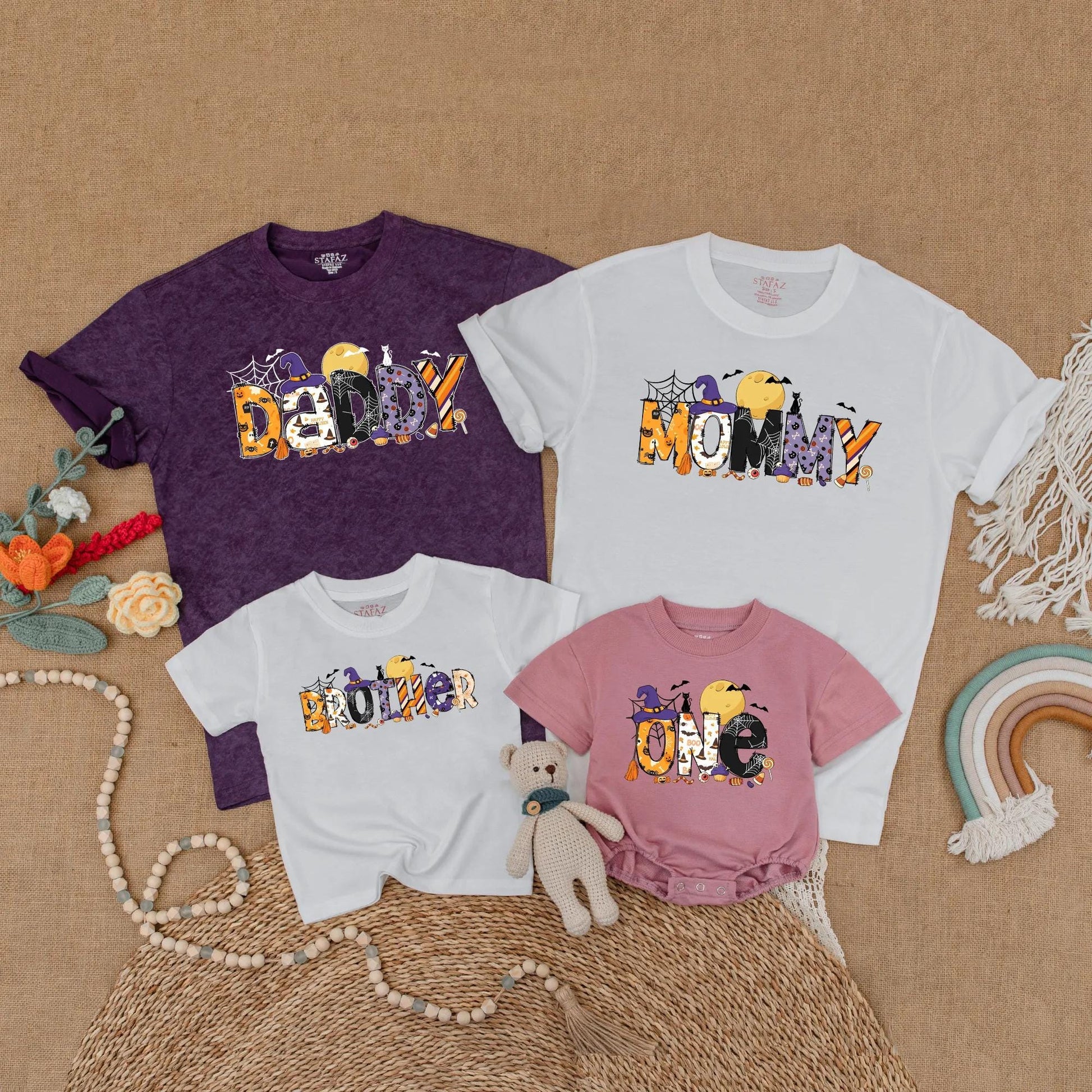 Spooky Spiderweb Birthday Family Matching Shirts Daddy Mommy Brother One Halloween Costume First Birthday Gift