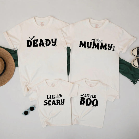Matching Family Halloween Shirts: Spooky Cute Mummy, Ghost, & Deady Tees for a Fun Group Costume - Lil' Boo Graphic Outfits for Toddler & Baby (Cotton)