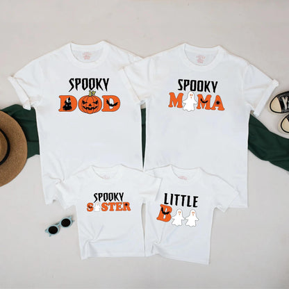 Spooky Family Halloween Matching Shirts – Cute Ghost & Pumpkin Tees for Mom Dad Sister Baby – Fall Outfit