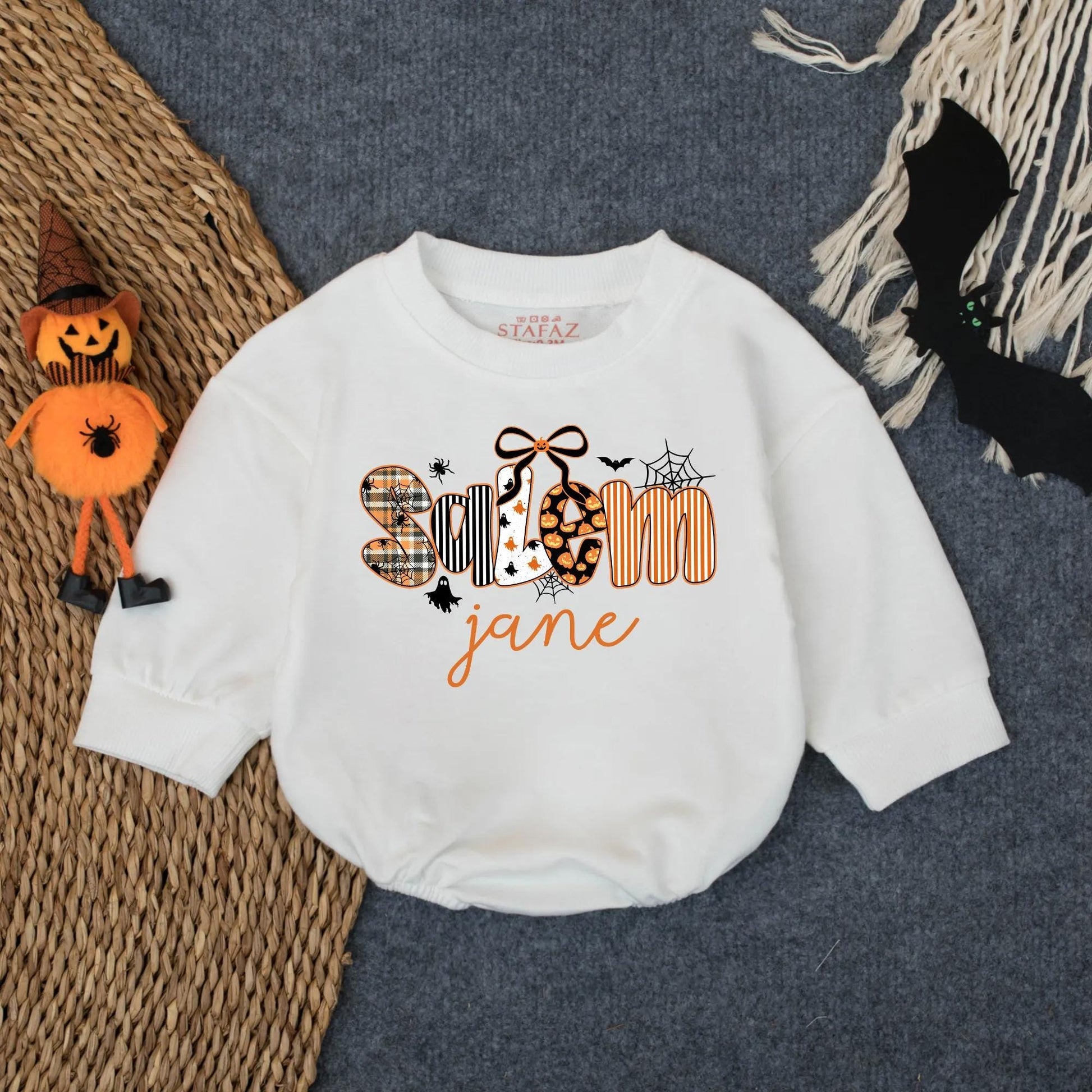 Spooky Girl Bubble Romper Halloween Baby Girl Boo Outfit Toddler Trick or Treat Fall Season Costume Infant Cute Clothes