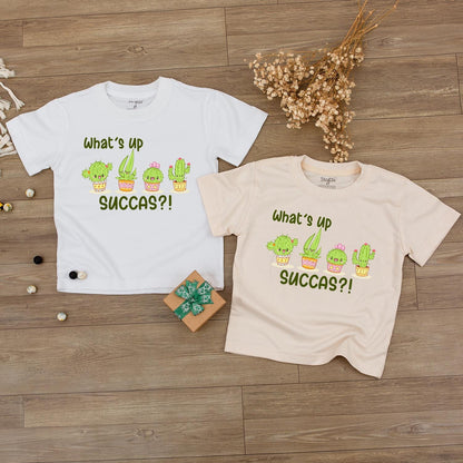 What's Up Succas Baby Outfit, Funny Cactus Romper, Unique Baby Shower Gift, Playful Infant Bodysuit, Green Yellow, Cute First Birthday Present