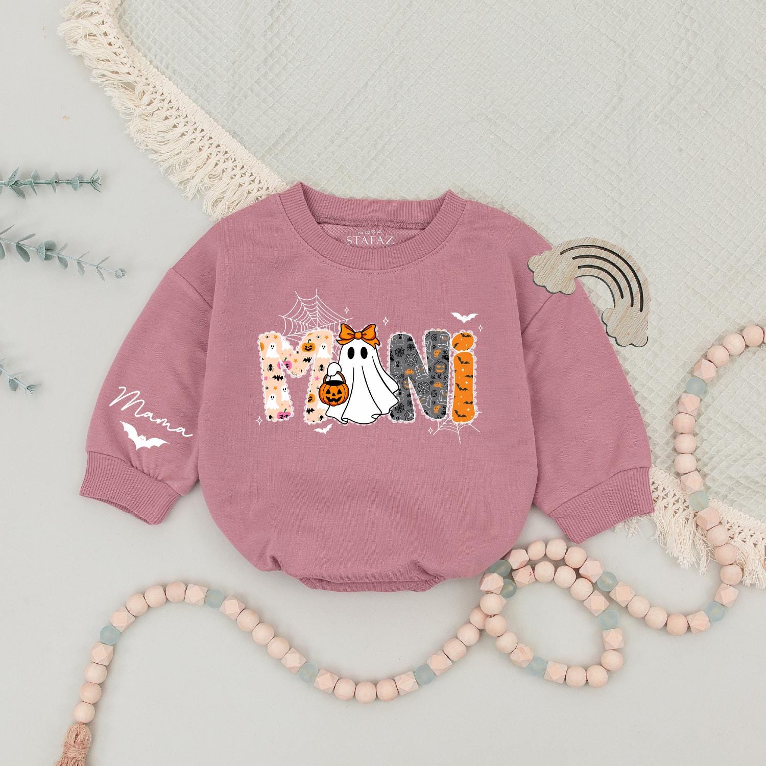 Matching Mama Mini Halloween Sweatshirts, Spooky Ghost & Bats Design, Mommy and Me, Retro Fall Family Shirts