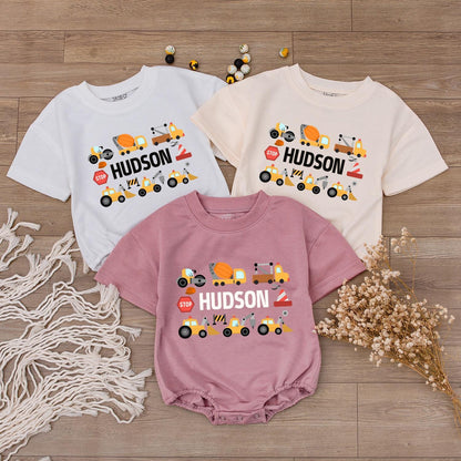 Construction Truck Baby Clothes Stop Hudson 2 Cartoon Yellow Orange Gray Red Toddler Birthday Outfit Cute Shower Gift Boy Outfit