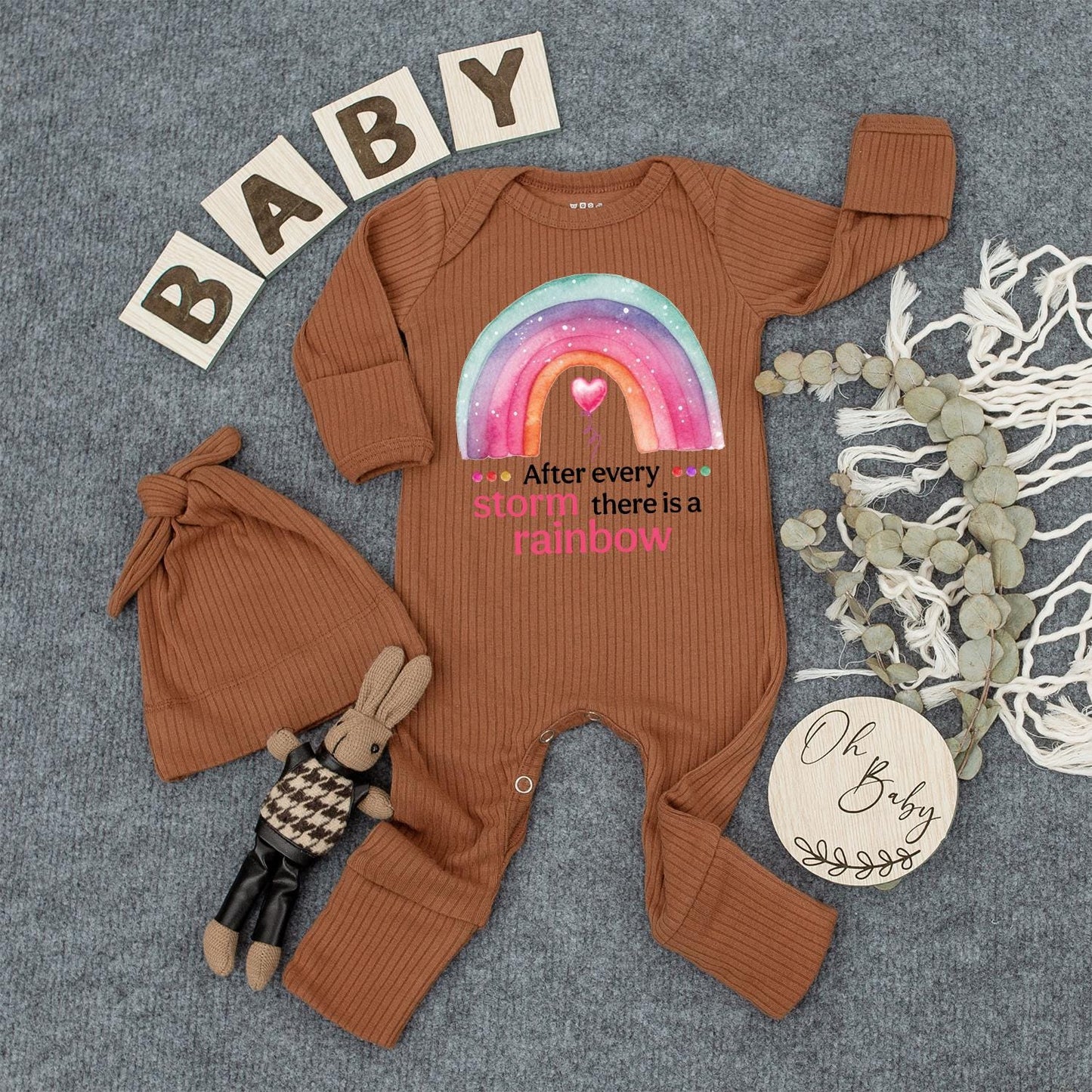 After Every Storm is a Rainbow Baby Bodysuit Retro Gender Neutral Newborn Clothes Baby Shower Gift
