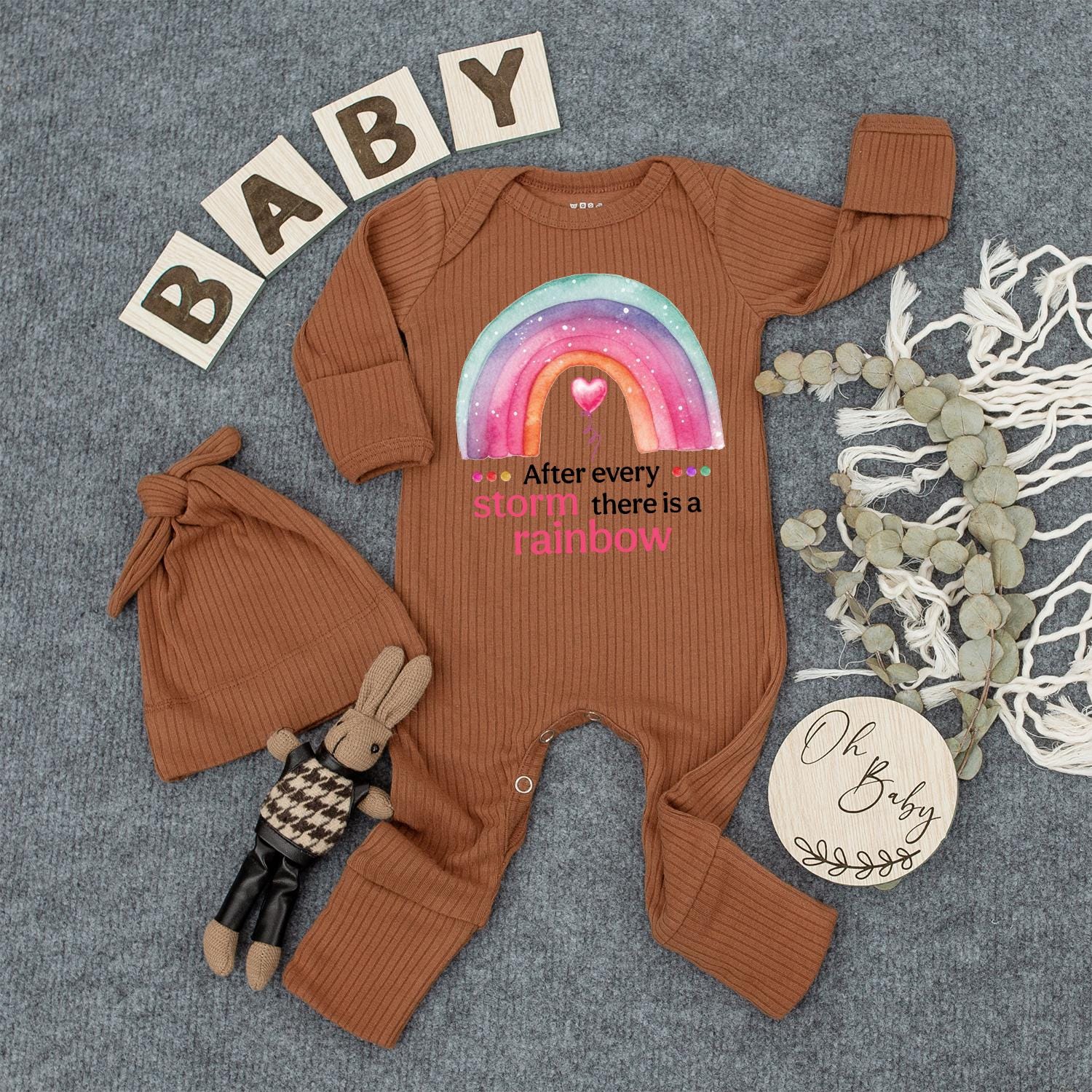 After Every Storm is a Rainbow Baby Bodysuit Retro Gender Neutral Newborn Clothes Baby Shower Gift