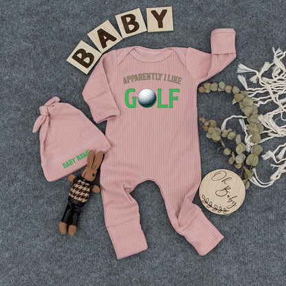 Apparently I Like Golf Baby Bodysuit Funny Newborn Outfit Golf Gift Personalized Coming Home Clothes
