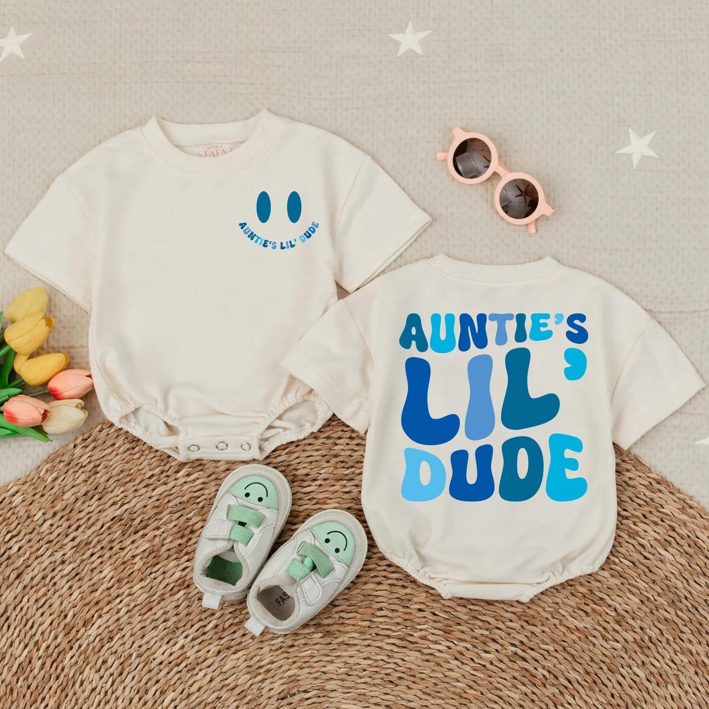 Auntie's Lil' Dude Baby Romper - Adorable Newborn Gift From Niece/Nephew, Cute Bodysuit for Baby Shower - Auntie's Bestie! Soft Cotton
