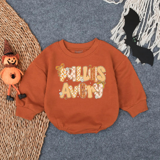 Fall Is Avery Pumpkin Patch Romper Baby Girl, Thanksgiving Outfit, Custom Infant Autumn Clothes, First Thanksgiving Baby Gift  (136 chars)