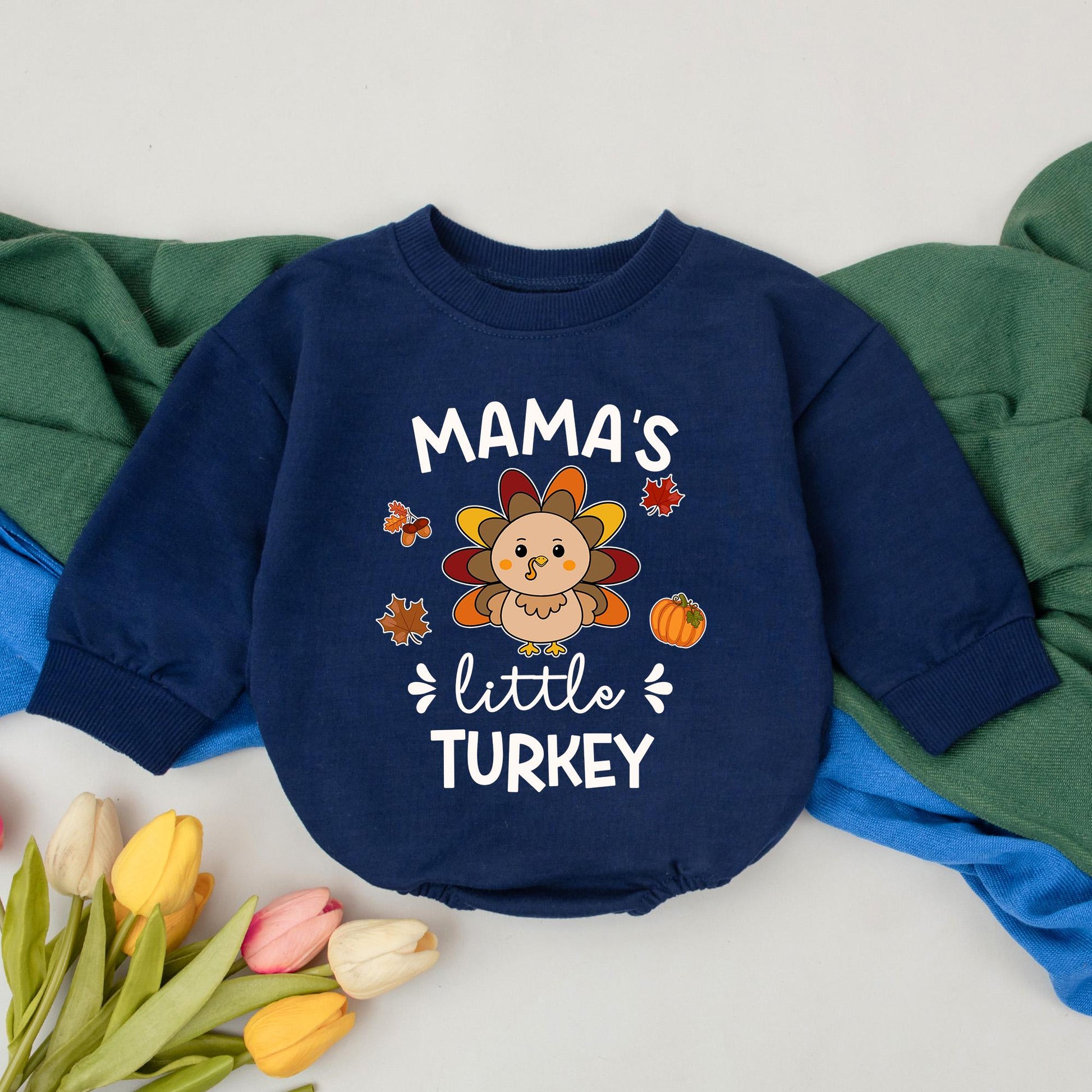 Personalized Mama's Little Turkey Thanksgiving Romper, Fall Baby Outfit, Cute Autumn Turkey Design, My First Thanksgiving Outfit, Baby Shower Gift 139