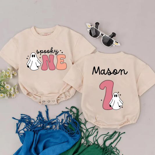 Spooky One Pastel Ghost Romper My First Halloween Birthday Outfit Baby Girl Little Boo Shower Gift