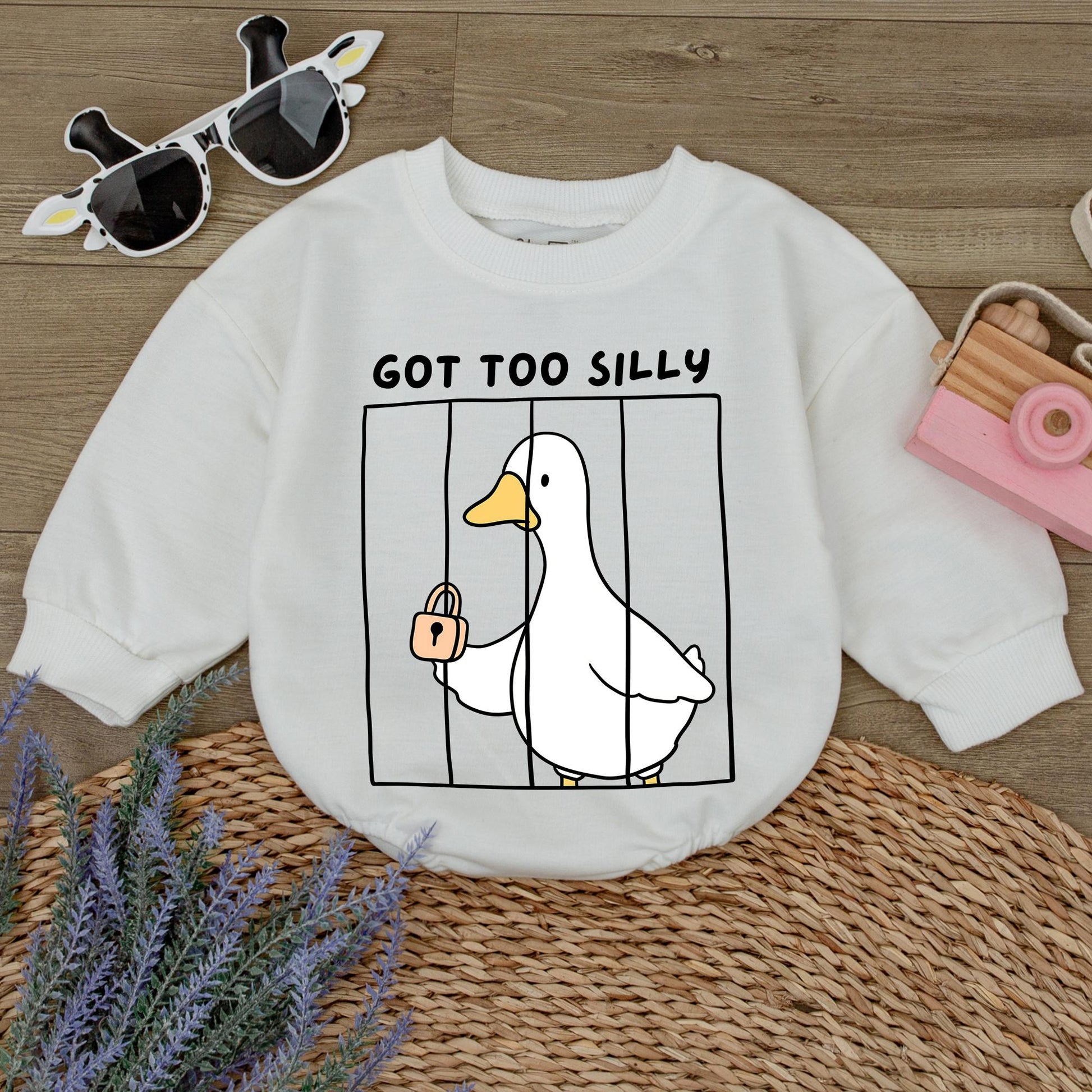 Got Too Silly Goose Romper: Funny Baby Outfit, Minimalist Cartoon Jumpsuit, Humorous Newborn Clothes, Meme Bodysuit, Adorable Infant Gift Idea (138)