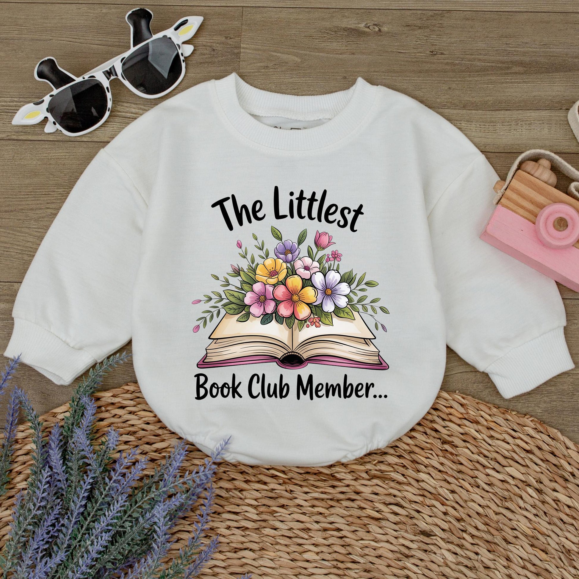 The Littlest Book Club Member Baby Romper Sweet Floral Bodysuit Book Lover Outfit Newborn Baby Shower Gift Cute Toddler Clothes