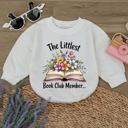 The Littlest Book Club Member Baby Romper Sweet Floral Bodysuit Book Lover Outfit Newborn Baby Shower Gift Cute Toddler Clothes