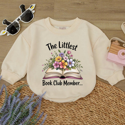 The Littlest Book Club Member Baby Romper Sweet Floral Bodysuit Book Lover Outfit Newborn Baby Shower Gift Cute Toddler Clothes