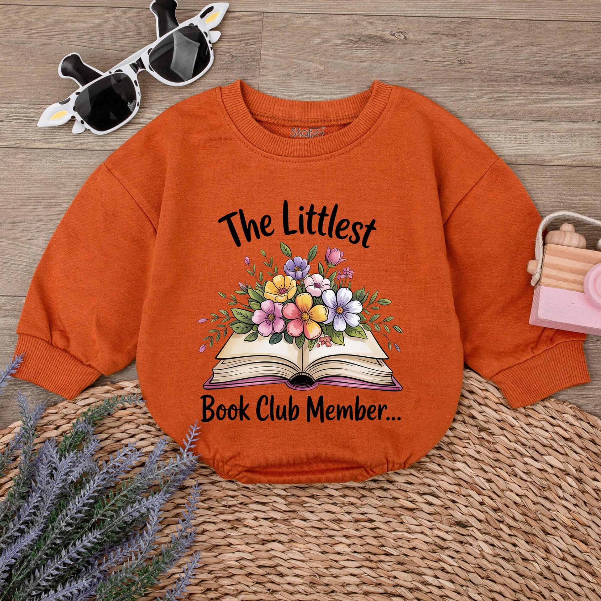 The Littlest Book Club Member Baby Romper Sweet Floral Bodysuit Book Lover Outfit Newborn Baby Shower Gift Cute Toddler Clothes