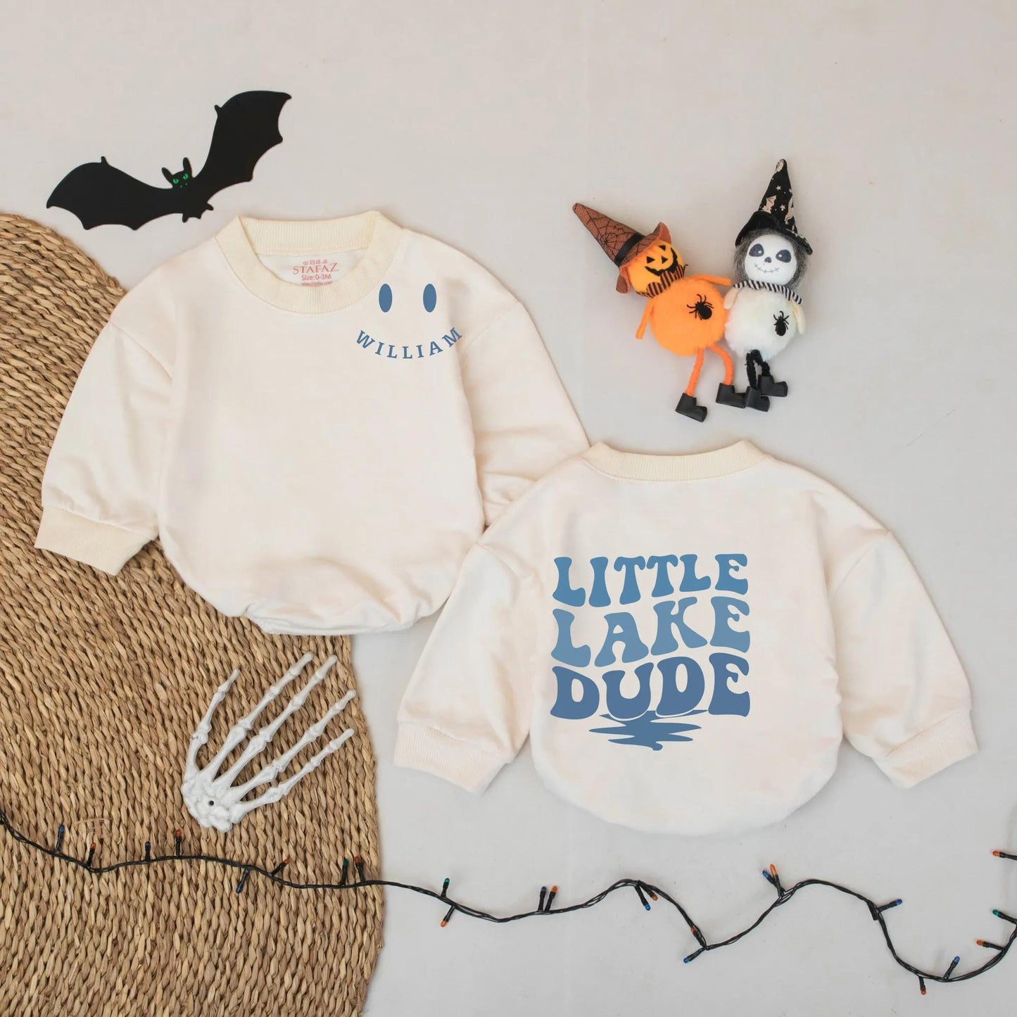 Little Lake Dude Baby Romper Blue Oval William Design Custom Summer Bodysuit Boy Shower Outfit Infant Gift Outdoor