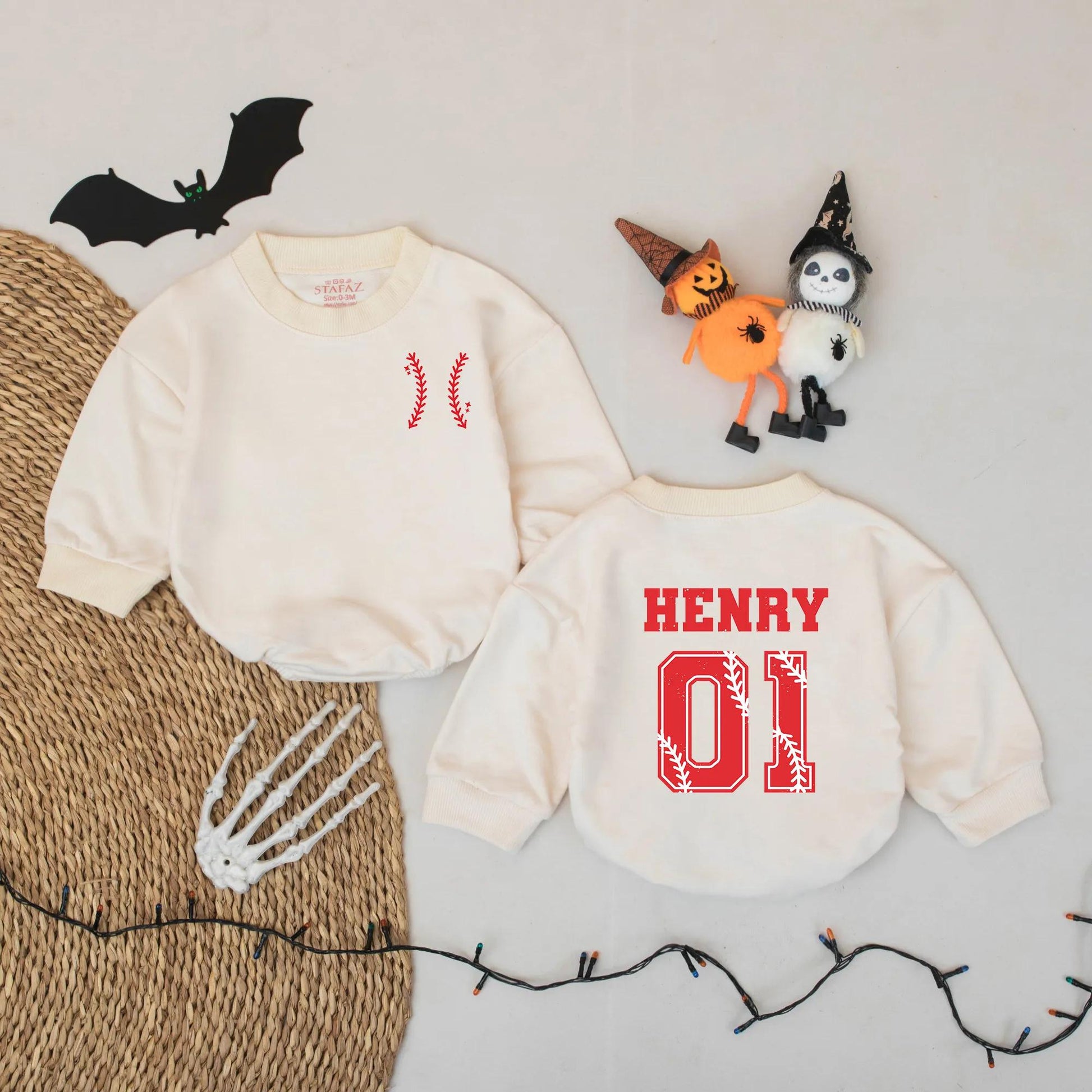 Personalized Baseball Baby Romper, Custom Name & Number Onesie, Sporty 1st Birthday Outfit, Red Stitch Jersey Bodysuit, Classic Americana Gift 133