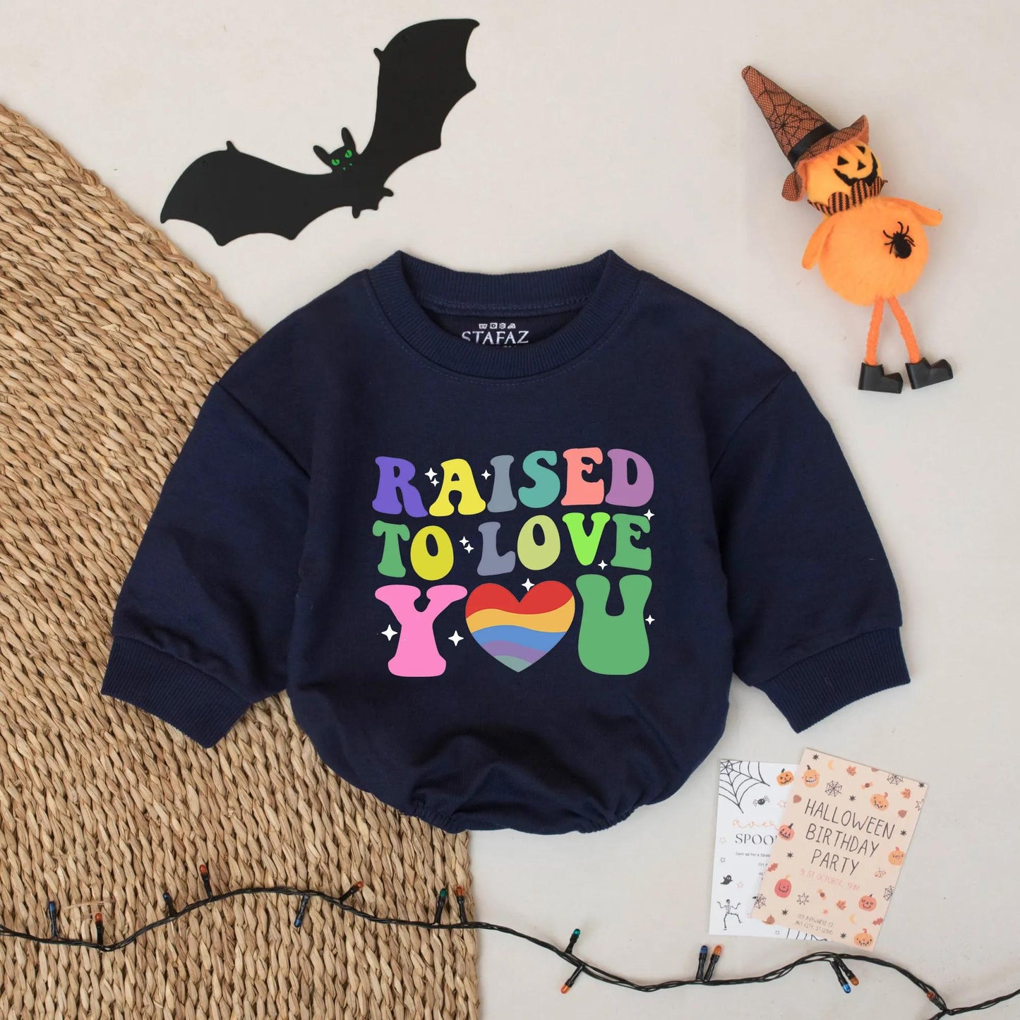 Raised to Love You Baby Romper, Rainbow Pride Bodysuit Outfit for Baby, Colorful Retro Infant Clothes, Love Wins Baby Shower Gift, Inclusive Stars (140)