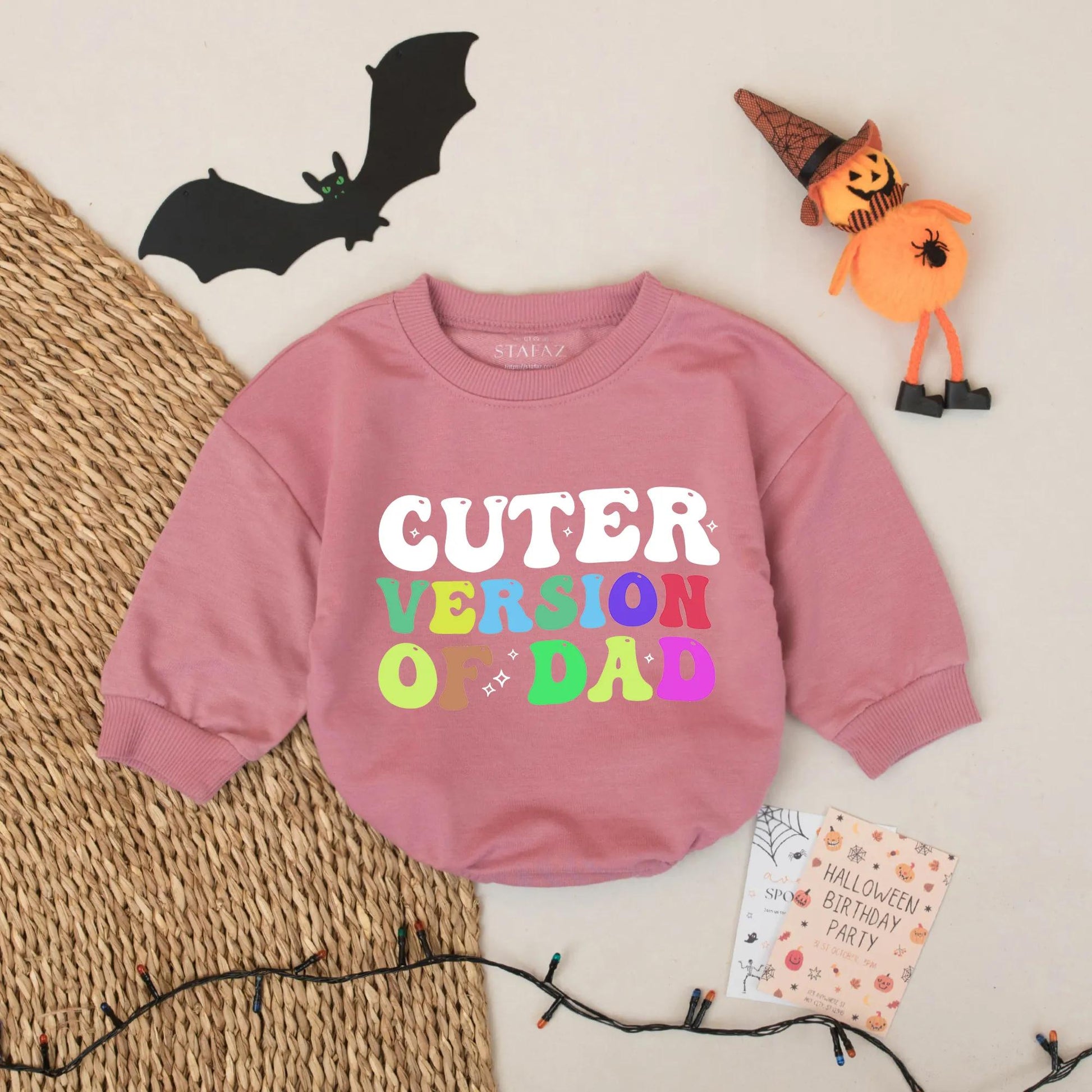 Cuter Version of Dad Baby Romper - Retro Colorful Infant Bodysuit, Funny Newborn Outfit, Daddy's Mini Me Gift, Star Design, Unique Baby Shower Gift - 139 chars