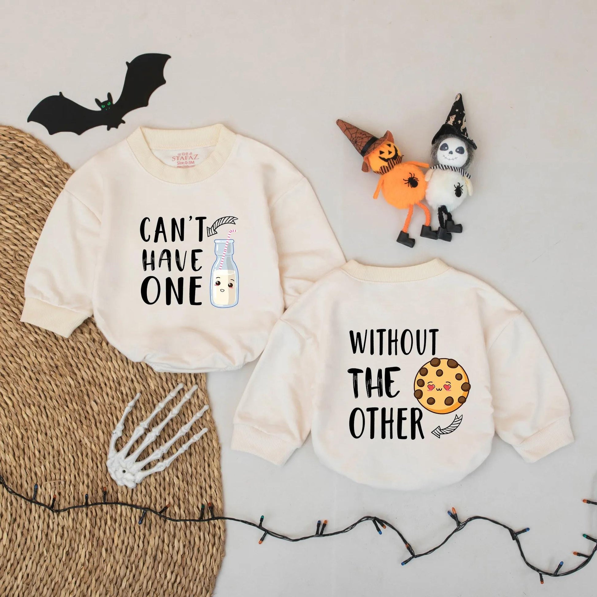 Can't Have One Without The Other Twin Rompers Cute Cookie Milk Matching Baby Outfits Funny Newborn Bodysuit Set Sibling Gift Unique Shower Present 139 Chars