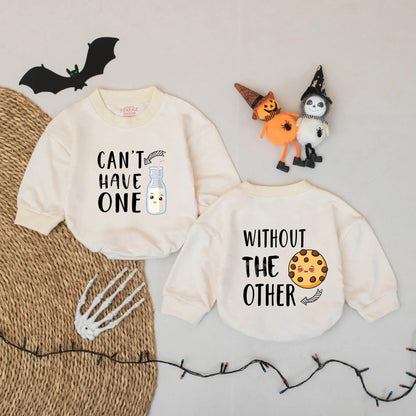 Can't Have One Without The Other Twin Rompers Cute Cookie Milk Matching Baby Outfits Funny Newborn Bodysuit Set Sibling Gift Unique Shower Present 139 Chars