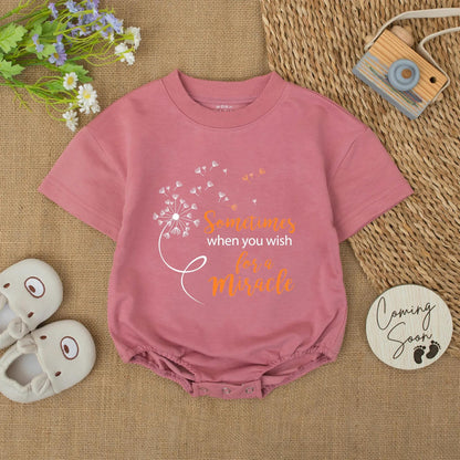 Miracle Dandelion Baby Romper, Inspirational Wish Newborn Onesie, Orange Seed Rainbow Outfit, Sweet Shower Gift, Whimsical Bodysuit, Black Graphic 138