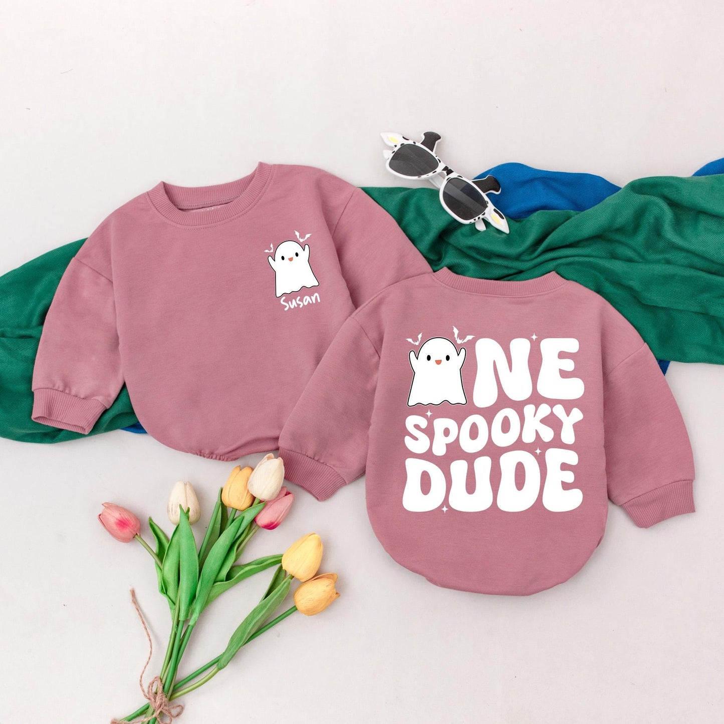 Personalized Spooky Dude Romper: First Halloween Outfit for Baby Boy, Cute Ghost Bodysuit, Little Boo Costume, Spooky Season Gift, Custom Name