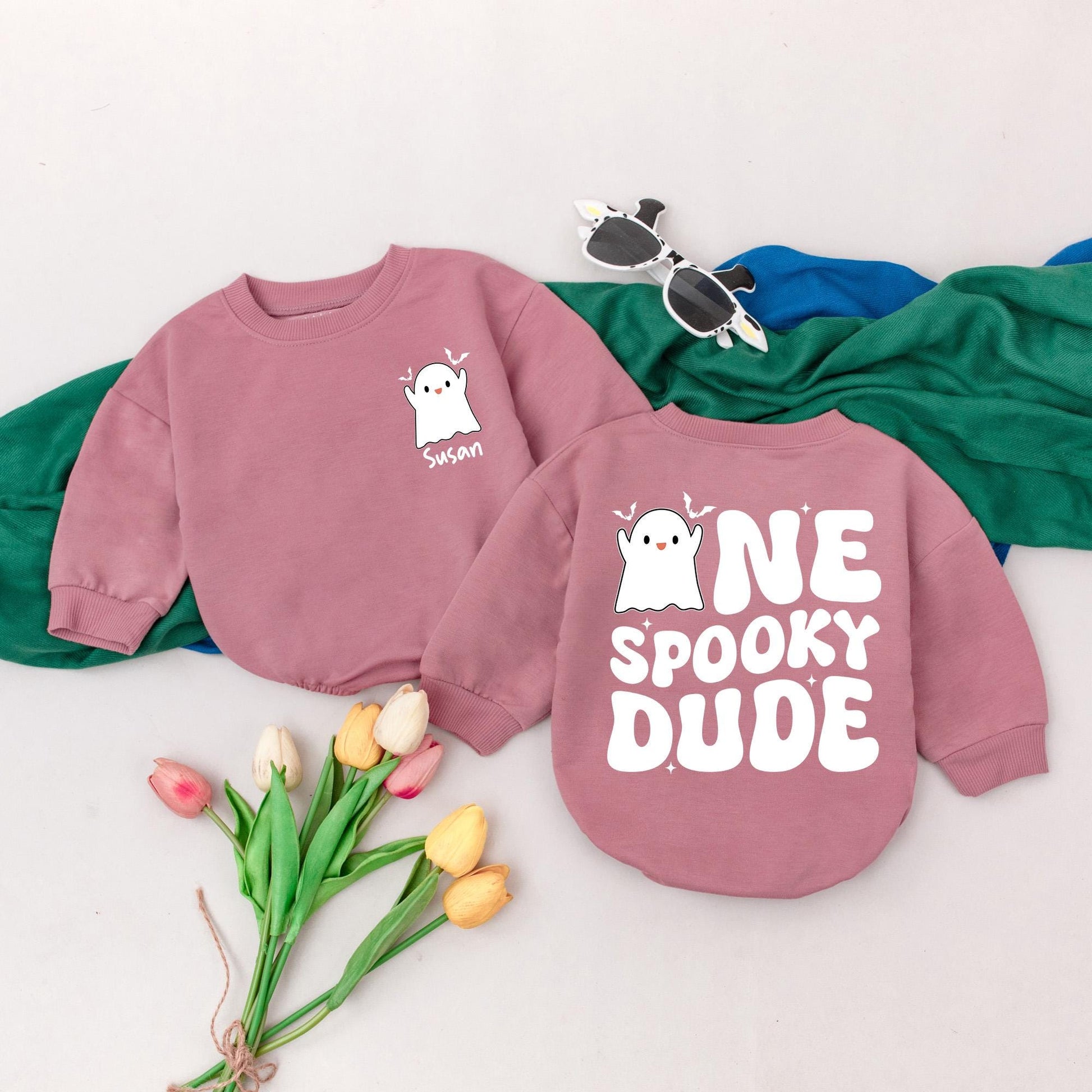 Personalized Spooky Dude Romper: First Halloween Outfit for Baby Boy, Cute Ghost Bodysuit, Little Boo Costume, Spooky Season Gift, Custom Name