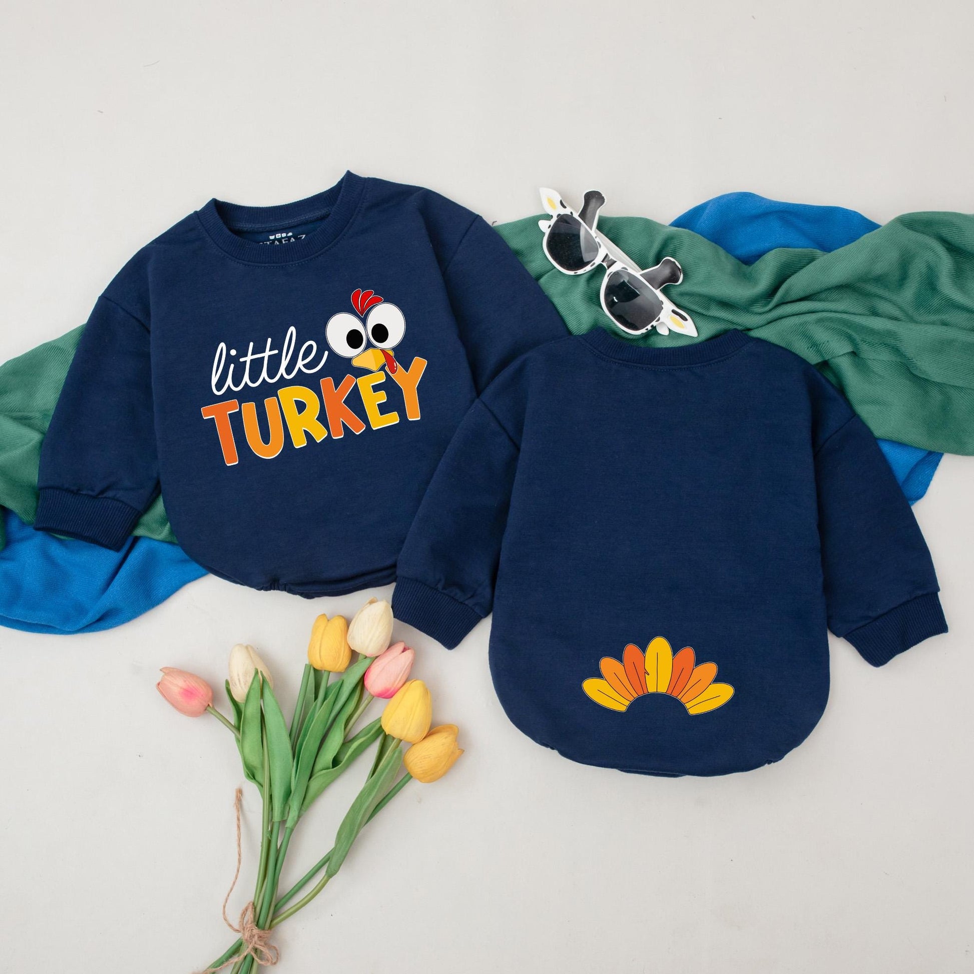 Little Turkey Romper Cute Cartoon Turkey Head Thanksgiving Outfit for Baby Girl First Thanksgiving Gift Baby Shower